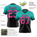 Custom Aqua Pink-Black Authentic Fade Fashion Football Jersey