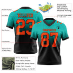 Custom Aqua Orange-Black Authentic Fade Fashion Football Jersey