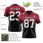 Custom Cardinal White-Black Authentic Fade Fashion Football Jersey