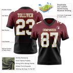 Custom Burgundy White Black-Old Gold Authentic Fade Fashion Football Jersey