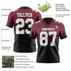 Custom Burgundy White Black-Gray Authentic Fade Fashion Football Jersey