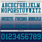Custom White Teal-Navy Authentic Fade Fashion Football Jersey