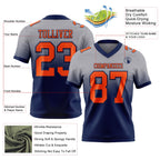 Custom Gray Orange-Navy Authentic Fade Fashion Football Jersey