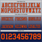 Custom Gray Orange-Navy Authentic Fade Fashion Football Jersey