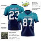 Custom Teal White-Navy Authentic Fade Fashion Football Jersey