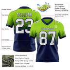 Custom Neon Green White-Navy Authentic Fade Fashion Football Jersey