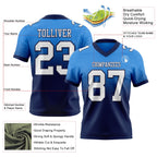 Custom Powder Blue White-Navy Authentic Fade Fashion Football Jersey