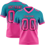 Custom Teal Pink-Black Authentic Fade Fashion Football Jersey