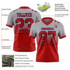 Custom Gray Red-Navy Authentic Fade Fashion Football Jersey