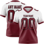 Custom White Burgundy-Black Authentic Fade Fashion Football Jersey