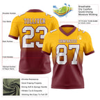 Custom Gold White-Burgundy Authentic Fade Fashion Football Jersey