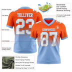 Custom Orange White-Light Blue Authentic Fade Fashion Football Jersey
