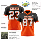 Custom Black White-Orange Authentic Fade Fashion Football Jersey