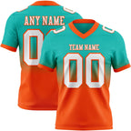 Custom Aqua White-Orange Authentic Fade Fashion Football Jersey