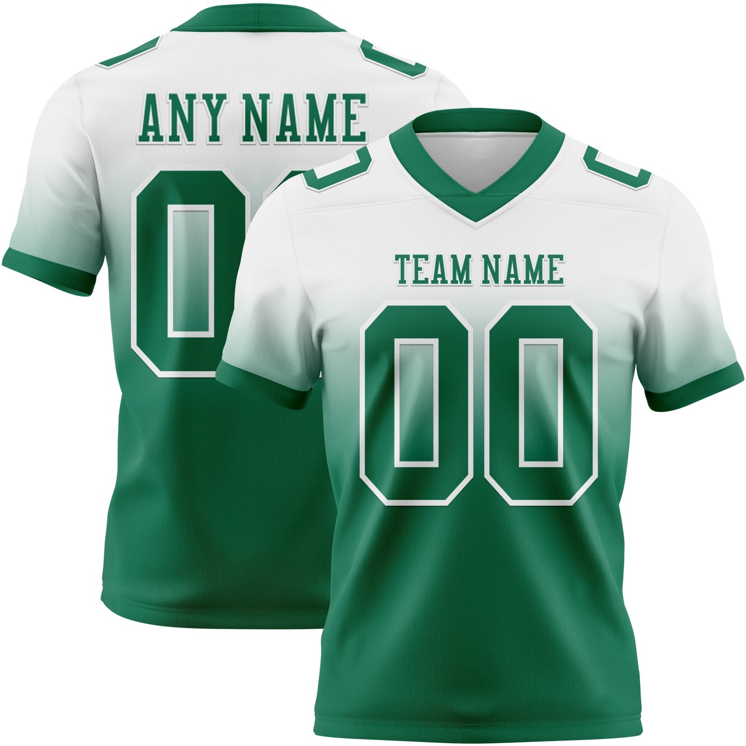 Custom White Kelly Green Authentic Fade Fashion Football Jersey