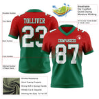 Custom Red White-Kelly Green Authentic Fade Fashion Football Jersey