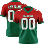Custom Red White-Kelly Green Authentic Fade Fashion Football Jersey