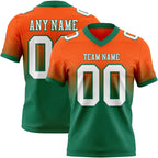 Custom Orange White-Kelly Green Authentic Fade Fashion Football Jersey
