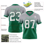 Custom Gray White-Kelly Green Authentic Fade Fashion Football Jersey