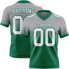 Custom Gray White-Kelly Green Authentic Fade Fashion Football Jersey