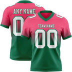 Custom Neon Pink White-Kelly Green Authentic Fade Fashion Football Jersey