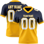 Custom Navy White-Gold Authentic Fade Fashion Football Jersey