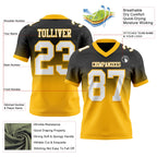 Custom Black White-Gold Authentic Fade Fashion Football Jersey