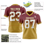 Custom Burgundy White-Old Gold Authentic Fade Fashion Football Jersey