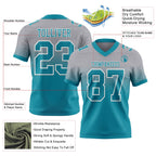 Custom Gray Teal-White Authentic Fade Fashion Football Jersey