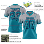 Custom Gray Teal-Navy Authentic Fade Fashion Football Jersey