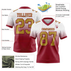 Custom White Old Gold-Cardinal Authentic Fade Fashion Football Jersey