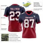 Custom Navy White-Cardinal Authentic Fade Fashion Football Jersey
