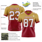 Custom Old Gold White-Cardinal Authentic Fade Fashion Football Jersey