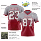 Custom Gray White-Cardinal Authentic Fade Fashion Football Jersey