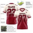 Custom Cream Cardinal-Black Authentic Fade Fashion Football Jersey