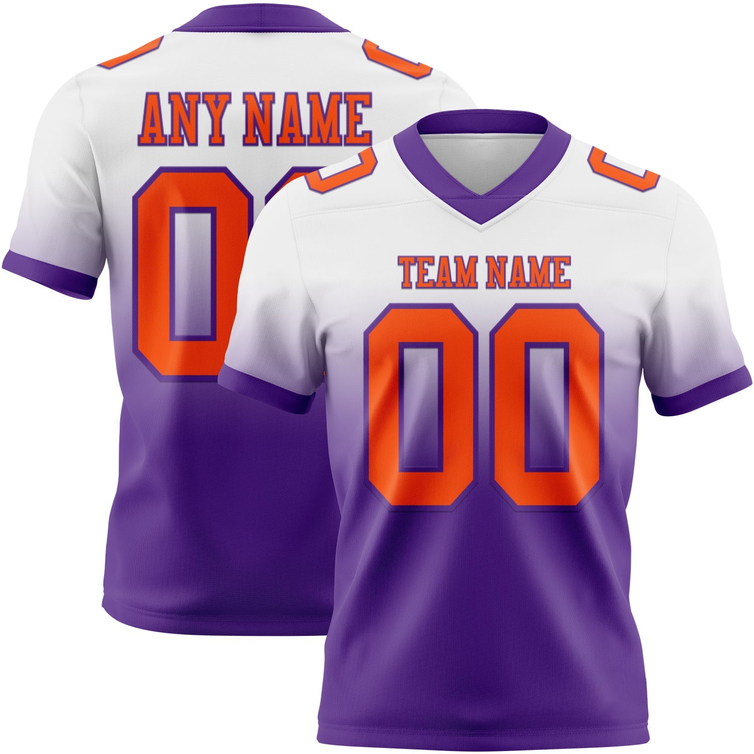 Custom White Orange-Purple Authentic Fade Fashion Football Jersey