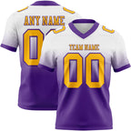 Custom White Gold-Purple Authentic Fade Fashion Football Jersey