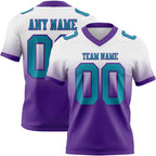 Custom White Teal-Purple Authentic Fade Fashion Football Jersey