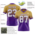 Custom Old Gold White-Purple Authentic Fade Fashion Football Jersey