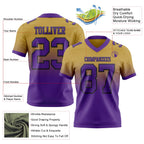 Custom Old Gold Purple-Black Authentic Fade Fashion Football Jersey