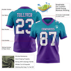 Custom Teal White-Purple Authentic Fade Fashion Football Jersey