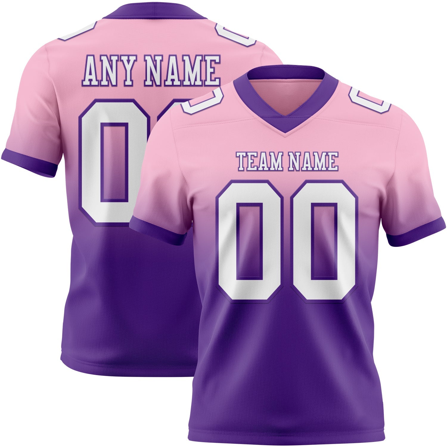Custom Light Pink White-Purple Authentic Fade Fashion Football Jersey