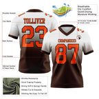 Custom White Orange-Brown Authentic Fade Fashion Football Jersey