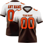 Custom White Orange-Brown Authentic Fade Fashion Football Jersey