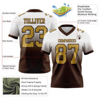 Custom White Old Gold-Brown Authentic Fade Fashion Football Jersey