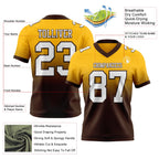 Custom Gold White-Brown Authentic Fade Fashion Football Jersey