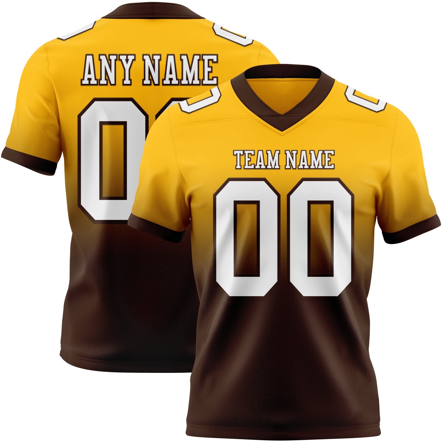Custom Gold White-Brown Authentic Fade Fashion Football Jersey