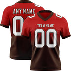 Custom Red White-Brown Authentic Fade Fashion Football Jersey