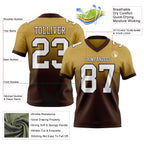 Custom Old Gold White-Brown Authentic Fade Fashion Football Jersey