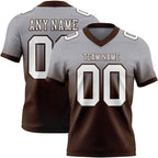 Custom Gray White-Brown Authentic Fade Fashion Football Jersey